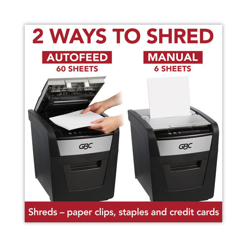 GBCWSM1757601 - Acco - GBC&reg; AutoFeed+ 60X Super Cross-Cut Home Shredder, 60 Auto/6 Manual Sheet Capacity