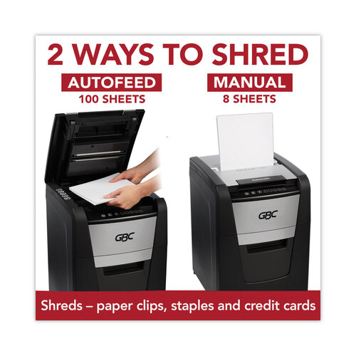 GBCWSM1757602 - Acco - GBC&reg; AutoFeed+ 100X Super Cross-Cut Home Office Shredder, 100 Auto/8 Manual Sheet Capacity