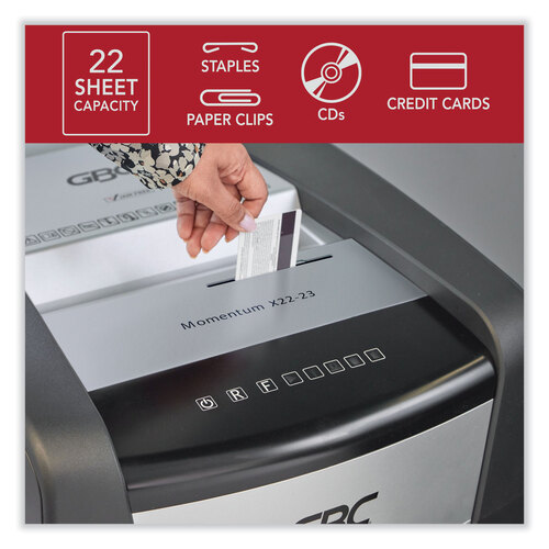 GBCWSM177004 - Acco - Momentum X22-23 Micro-Cut P-4 Anti-Jam Shredder, 22 Manual Sheet Capacity