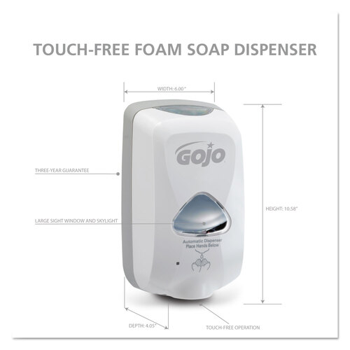 GOJ274012 - GOJO - TFX Touch-Free Automatic Foam Soap Dispenser, 1,200 mL, 4.1 x 6 x 10.6, Gray