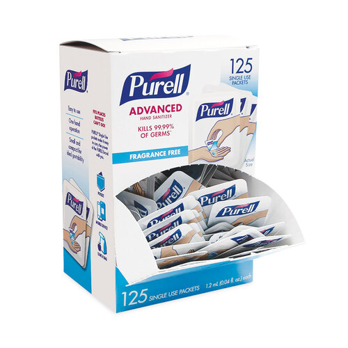 GOJ9630125NSBX - GOJO - Purell Advanced Single Use Gel Hand Sanitizer Packets, 1.2 mL, Clear, 125/Box