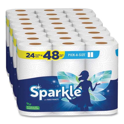 GPC2226450 - Georgia Pacific - Sparkle Pick-A-Size Perforated Kitchen Double Roll Towels with Thirst Pockets, 2-Ply, 11" x 6", White, 110 Sheets/Roll, 24 Rolls/Carton