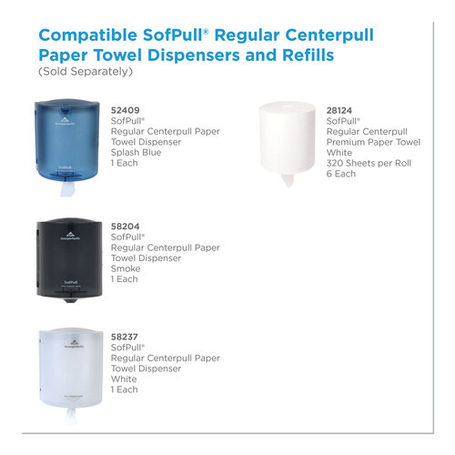 GPC28124 - Georgia Pacific - SofPull Center-Pull Perforated Paper Towels, 1-Ply, 7.8 x 15, White, 320/Roll, 6 Rolls/Carton