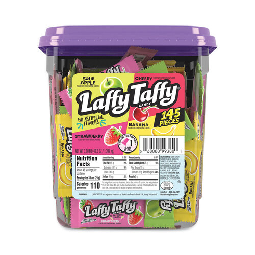 Laffy Taffy, Assorted Flavors, 3.08 lb Tub, 145 Wrapped Pieces/Tub, Ships in 1-3 Business Days
