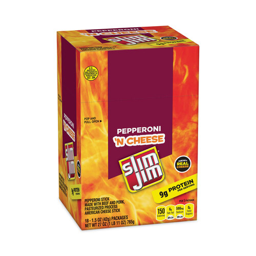 Pepperoni and Cheese Meat Sticks, 1.5 oz, 18/Carton, Ships in 1-3 Business Days Pepperoni and Cheese Meat Sticks, 1.5 oz, 18/Carton, Ships in 1-3 Business Days