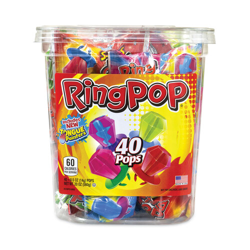Ring Pop Lollipops, Assorted Flavors, 0.5 oz, 40 Piece Tub, Ships in 1-3 Business Days Ring Pop Lollipops, Assorted Flavors, 0.5 oz, 40 Piece Tub, Ships in 1-3 Business Days