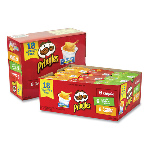 Potato Chips, Assorted, 0.67 oz Tub, 18 Tubs/Box, 2 Boxes/Carton, Ships in 1-3 Business Days Potato Chips, Assorted, 0.67 oz Tub, 18 Tubs/Box, 2 Boxes/Carton, Ships in 1-3 Business Days