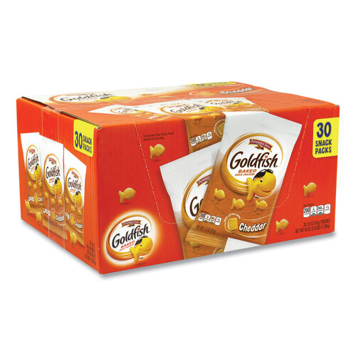 Goldfish Crackers, Cheddar, 1.5 oz Bag, 30 Bags/Box, Ships in 1-3 Business Days Goldfish Crackers, Cheddar, 1.5 oz Bag, 30 Bags/Box, Ships in 1-3 Business Days
