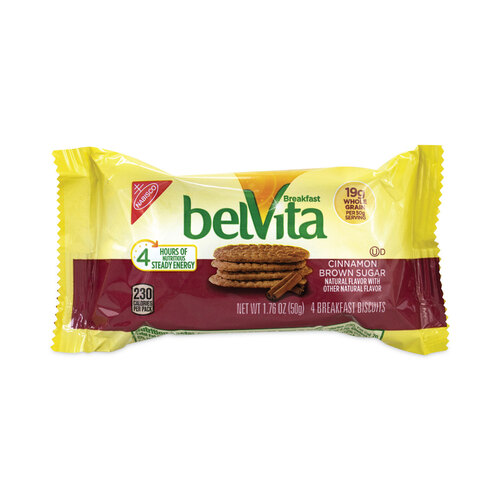 belVita Breakfast Biscuits, Cinnamon Brown Sugar, 1.76 oz Pack, 25 Packs/Carton, Ships in 1-3 Business Days belVita Breakfast Biscuits, Cinnamon Brown Sugar, 1.76 oz Pack, 25 Packs/Carton, Ships in 1-3 Business Days