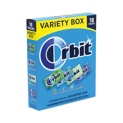 Sugar-Free Chewing Gum Variety Box, Four Mint Flavors, 14 Pieces/Pack, 18 Packs/Carton, Ships in 1-3 Business Days Sugar-Free Chewing Gum Variety Box, Four Mint Flavors, 14 Pieces/Pack, 18 Packs/Carton, Ships in 1-3 Business Days