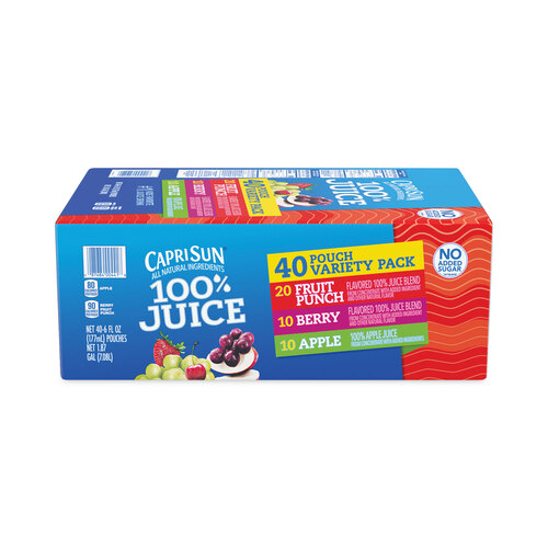Fruit Juice Pouches Variety Pack, 6 oz, 40 Pouches/Carton, Ships in 1-3 Business Days Fruit Juice Pouches Variety Pack, 6 oz, 40 Pouches/Carton, Ships in 1-3 Business Days