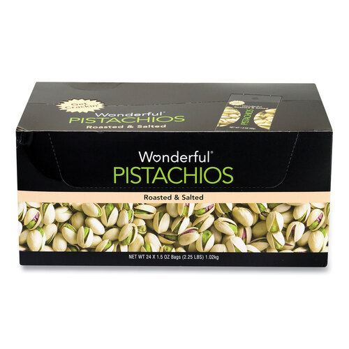 Roasted and Salted Pistachios, 1.5 oz Bag, 24/Pack, Ships in 1-3 Business Days Roasted and Salted Pistachios, 1.5 oz Bag, 24/Pack, Ships in 1-3 Business Days