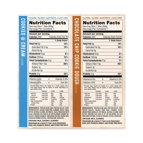 GRR22000966 - QUEST NUTRITION - Protein Bar Value Pack, Chocolate Chip Cookie Dough, Cookies and Cream, 2.12 oz Bar, 14/Carton, Ships in 1-3 Business Days
