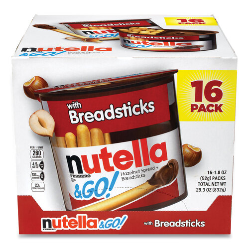 GRR22001135 - FERRERO USA - Hazelnut Spread and Breadsticks, 1.8 oz Single-Serve Tub, 16/Pack, Ships in 1-3 Business Days