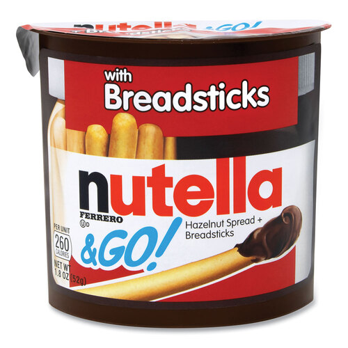 GRR22001135 - FERRERO USA - Hazelnut Spread and Breadsticks, 1.8 oz Single-Serve Tub, 16/Pack, Ships in 1-3 Business Days