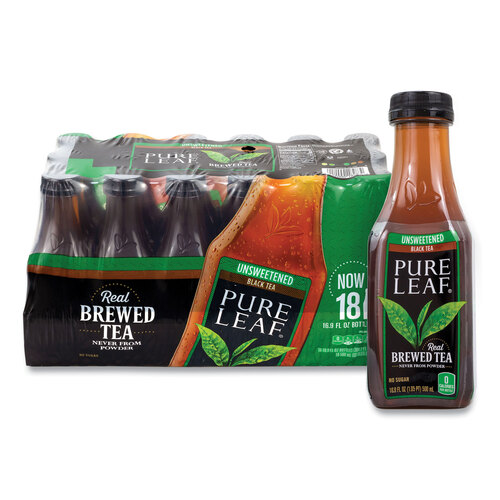 Pure Leaf Unsweetened Iced Black Tea, 16.9 oz Bottle, 18/Carton, Ships in 1-3 Business Days Pure Leaf Unsweetened Iced Black Tea, 16.9 oz Bottle, 18/Carton, Ships in 1-3 Business Days