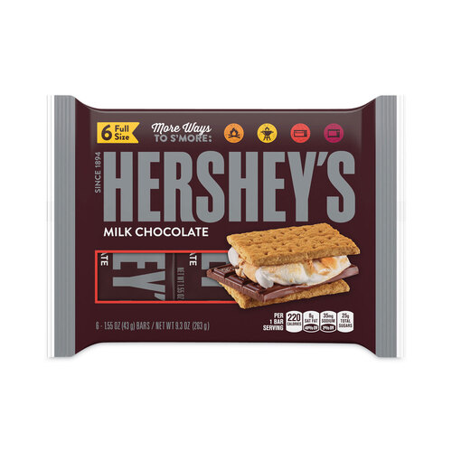 Milk Chocolate Bar, 1.55 oz Bar, 6 Bars/Pack, 2 Packs/Box, Ships in 1-3 Business Days Milk Chocolate Bar, 1.55 oz Bar, 6 Bars/Pack, 2 Packs/Box, Ships in 1-3 Business Days