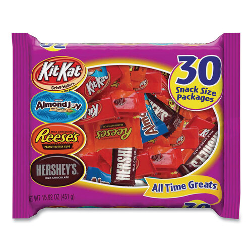 All Time Greats Milk Chocolate Variety Pack, 15.92 oz Bag, 30 Pieces/Bag, 2 Bags/Pack, Ships in 1-3 Business Days All Time Greats Milk Chocolate Variety Pack, 15.92 oz Bag, 30 Pieces/Bag, 2 Bags/Pack, Ships in 1-3 Business Days