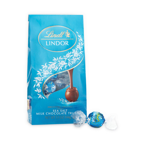 Lindor Truffles Milk Chocolate Sea Salt, 5.1 oz Bag, 3 Bags/Pack, Ships in 1-3 Business Days Lindor Truffles Milk Chocolate Sea Salt, 5.1 oz Bag, 3 Bags/Pack, Ships in 1-3 Business Days