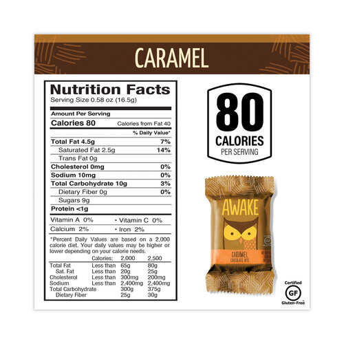 GRR30700315 - Awake - Caffeinated Caramel Chocolate Bites, 0.58 oz Bars, 50 Bars/Carton, Ships in 1-3 Business Days