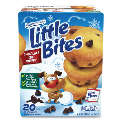 Little Bites Muffins, Chocolate Chip, 1.65 oz Pouch, 20 Pouches/Carton, Ships in 1-3 Business Days Little Bites Muffins, Chocolate Chip, 1.65 oz Pouch, 20 Pouches/Carton, Ships in 1-3 Business Days