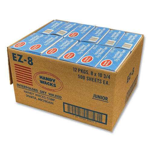 HWAEZ8 - HANDY WACKS CORPORATION - Interfolded Dry Waxed Paper Deli Sheets, 10.75 x 8, 12/Box