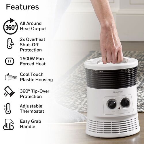 Surround Fan Forced Heater, 1,500 W, 8.1 x 11.2 x 7.9, White Surround Fan Forced Heater, 1,500 W, 8.1 x 11.2 x 7.9, White
