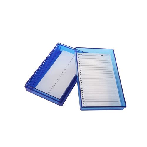 HSW120316-CS - Heathrow Scientific - Heathrow Scientific Microscope Slide Box Polycarbonate 25-Place, Blue