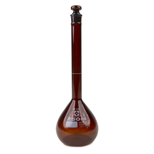 HSW2307A-200-CS - Heathrow Scientific - Heathrow Scientific Volumetric Flask, Amber, Class A, Glass Stopper, 200 mL