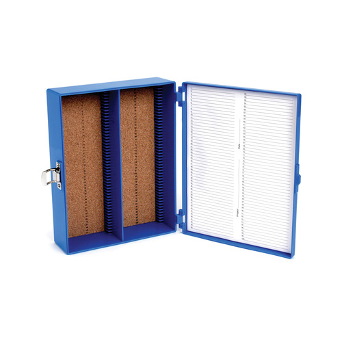 HSWHS15979A-CS - Heathrow Scientific - Heathrow Scientific Tall Slide Box 100-Place, Cork, Blue