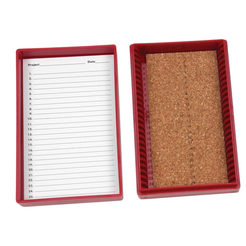 HSWHS15989C-CS - Heathrow Scientific - Heathrow Scientific Premium Microscope Slide Box, 25-Place, Cork, Red