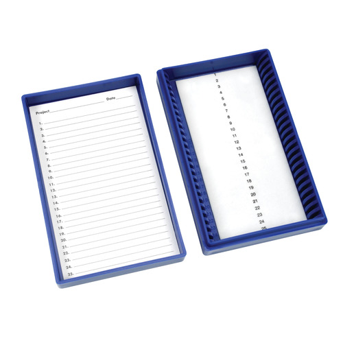 HSWHS15989M-CS - Heathrow Scientific - Heathrow Scientific Premium Microscope Slide Box, 25-Place, Foam, Blue