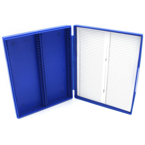 HSWHS15991A-CS - Heathrow Scientific - Heathrow Scientific Microscope Slide Box, 100-Place, Blue