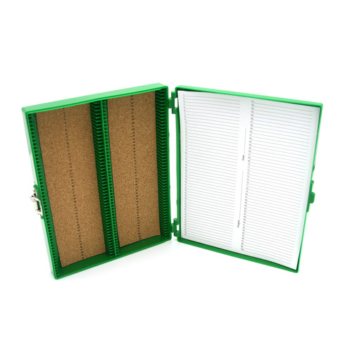 HSWHS15994B-CS - Heathrow Scientific - Heathrow Scientific Premium Microscope Slide Box, 100-Place, Cork, Green