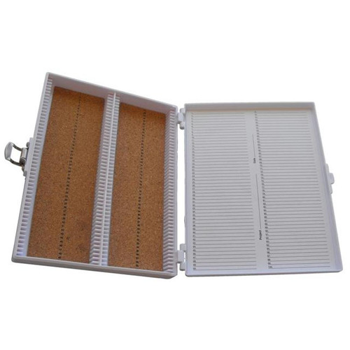 HSWHS15994E-CS - Heathrow Scientific - Heathrow Scientific Premium Microscope Slide Box, 100-Place, Cork, White