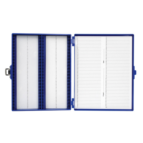 HSWHS15994M-CS - Heathrow Scientific - Heathrow Scientific Premium Microscope Slide Box, 100-Place, Foam, Blue