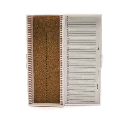 HSWHS15996C-CS - Heathrow Scientific - Heathrow Scientific Premium Microscope Slide Box, 50-Place, Cork, White