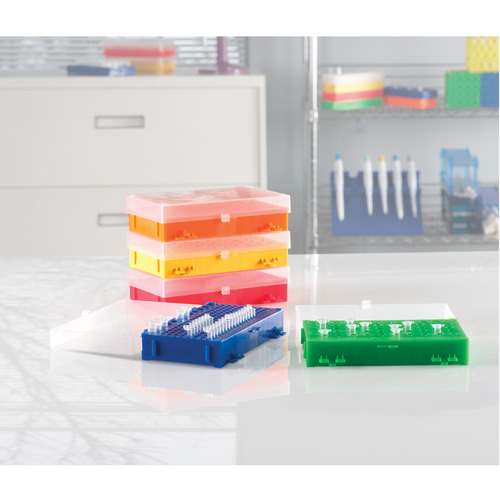 HSWHS2344A-CS - Heathrow Scientific - Heathrow Scientific Reversible PCR&reg; Tube Rack, pk5, Assorted
