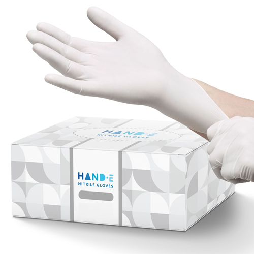 White Nitrile Gloves HandE BTM82741 BX Betty Mills
