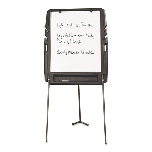 ICE30227 - Iceberg - Ingenuity Portable Flipchart Easel with Dry Erase Surface, 35 x 30, 73&quot; Tall Easel, Charcoal Polyethylene Frame