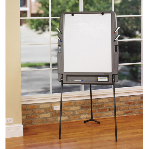 ICE30227 - Iceberg - Ingenuity Portable Flipchart Easel with Dry Erase Surface, 35 x 30, 73&quot; Tall Easel, Charcoal Polyethylene Frame