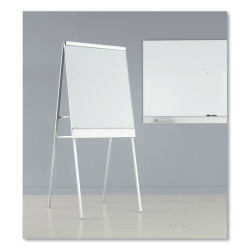 ICE30333 - Iceberg - Polarity Height Adjustable Dry Erase Flipchart Easel, 30 x 20-31 x 50-74 Easel, 30 x 38 Board, White Surface, Silver Frame