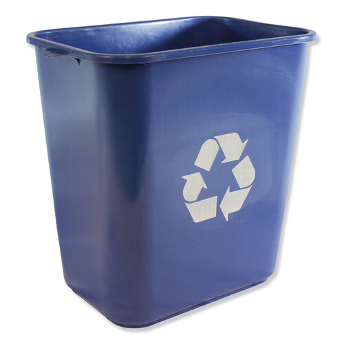IMP7702BLUR - Impact - Soft-Sided Recycle Logo Plastic Wastebasket, 28 qt, Polyethylene, Blue