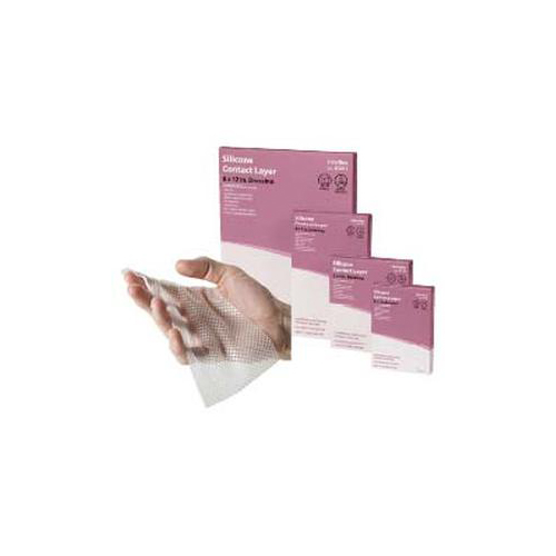 IND55SCL34-EA - Cardinal Health - Cardinal Health Silicone Contact Layer 3" x 4". Sterile, occlusive wound dressing made with a conformable, open mesh struction and gentle silicone adhesive. Helps facilitate fluid transfer and provide fixation and protection to the w, 1/EA