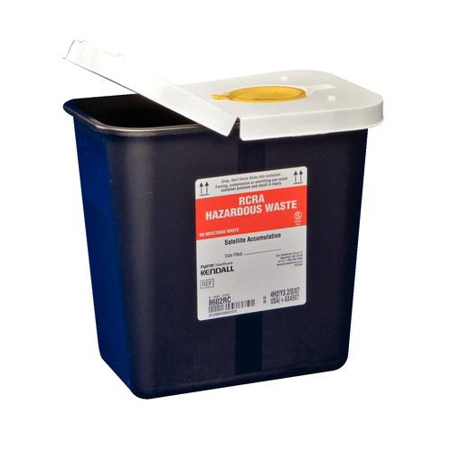 IND688602RC-CS - Medtronic - Medtronic SharpSafety RCRA Hazardous Waste Container Hinged Lid with Snap Cap, Black 2 Gallon, 1/EA