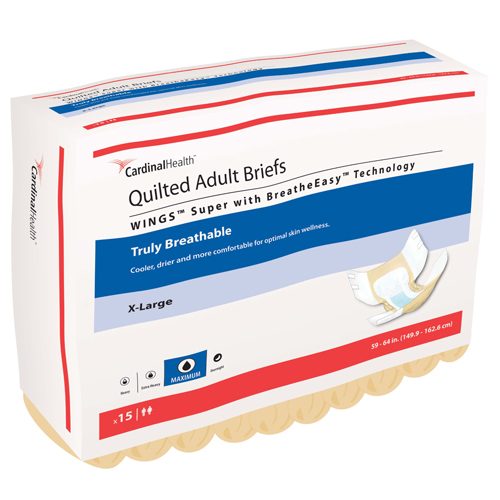 IND6887085-CS - Cardinal Health - Cardinal Health WINGS Super Quilted Brief with BreatheEasy Technology, X-Large, 59" - 64", 60/CS