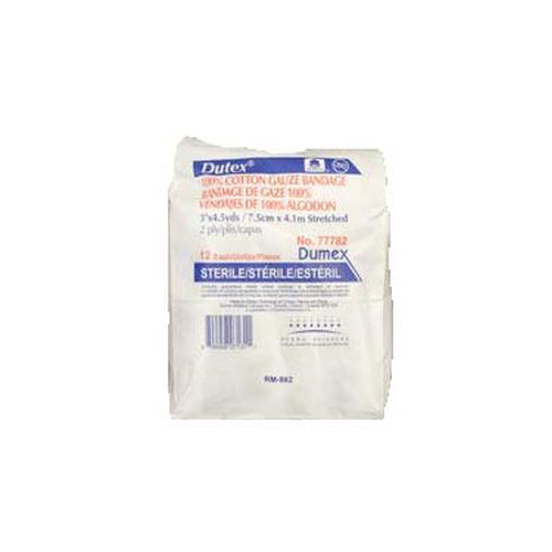 INDDE77782-PK - Integra Lifesciences - Integra Lifesciences Dutex Conforming Bandage 3" x 4-1/10 yds., Sterile, 12/PK