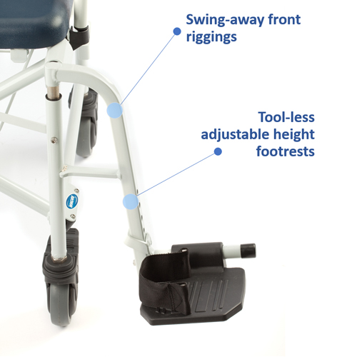 INV6895 - Invacare - Mariner Rolling Shower Wheelchair with Commode, 18'' Seat Width, Self Propel