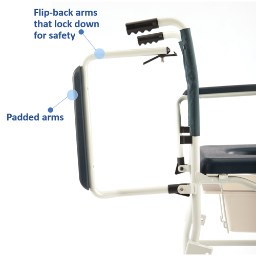 INV6895 - Invacare - Mariner Rolling Shower Wheelchair with Commode, 18'' Seat Width, Self Propel