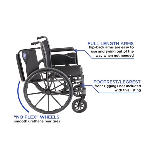INVTRSX58FBFP - Invacare - Tracer SX5 Wheelchair for Adults, Everyday Folding, 18" Seat, Full Arms